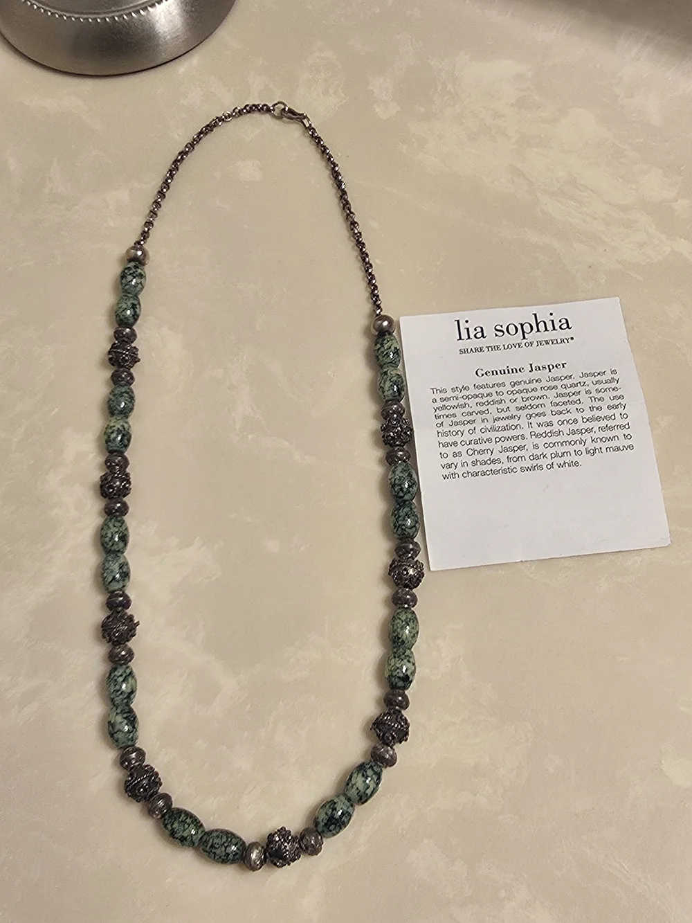lia sophia Green Jasper Beaded Necklace